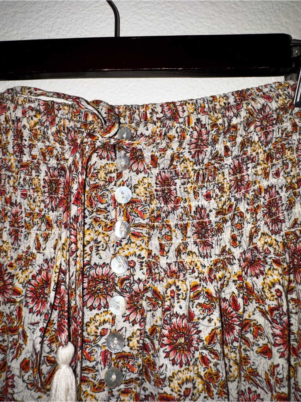 Rachel Zoe Burgundy Floral Tiered Maxi Skirt with Tassel Tie - Picture 3 of 4